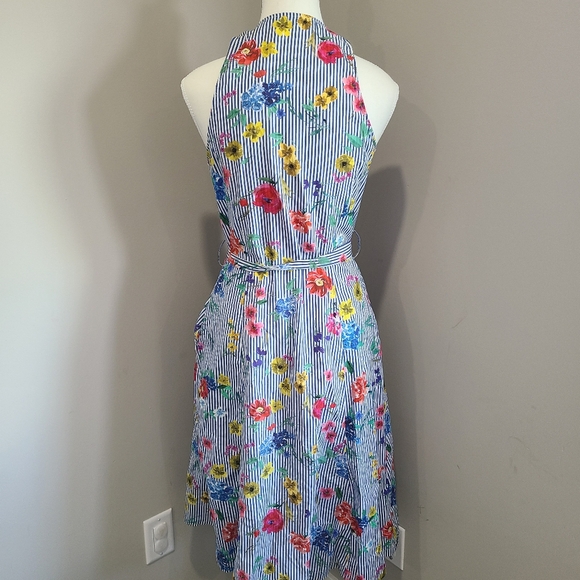 ZARA FLORAL STRIPED DRESS WITH POCKETS - Picture 7 of 7